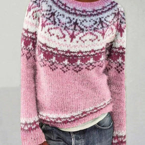 Thick Needle Digital Printing 3D Round Neck Sweater