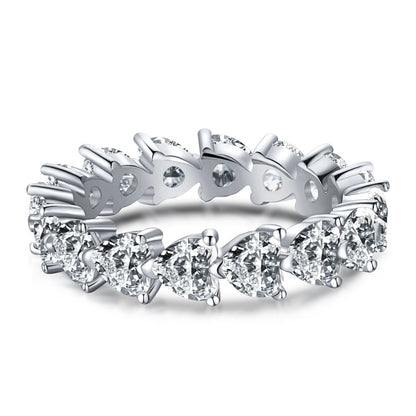 S925 Silver Square Diamond Heart-shaped Egg-shaped Zircon Gang Drill Stacked Ring