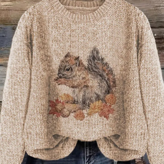 Thick Needle Digital Printing 3D Round Neck Sweater