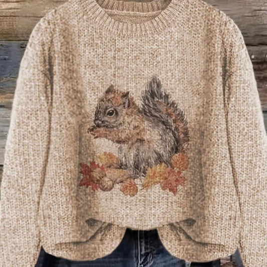 Thick Needle Digital Printing 3D Round Neck Sweater