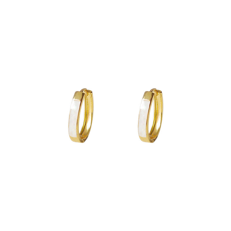 High-grade Oval Oil Dripping Broken Shell Ear Clip Female