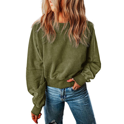 Backless Sweater For Women Solid Color Long-sleeved Top Women