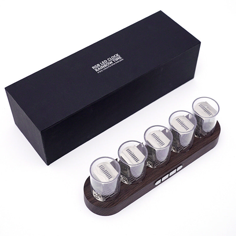 Reloj de tubo digital con brillo LED RGB para decoración de escritorio del hogar Embalaje de caja de lujo para idea de regalo