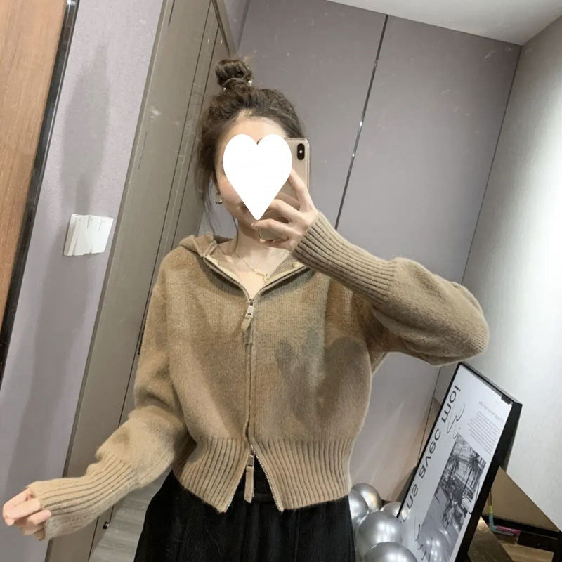 Cárdigan tipo suéter con doble cremallera para mujer