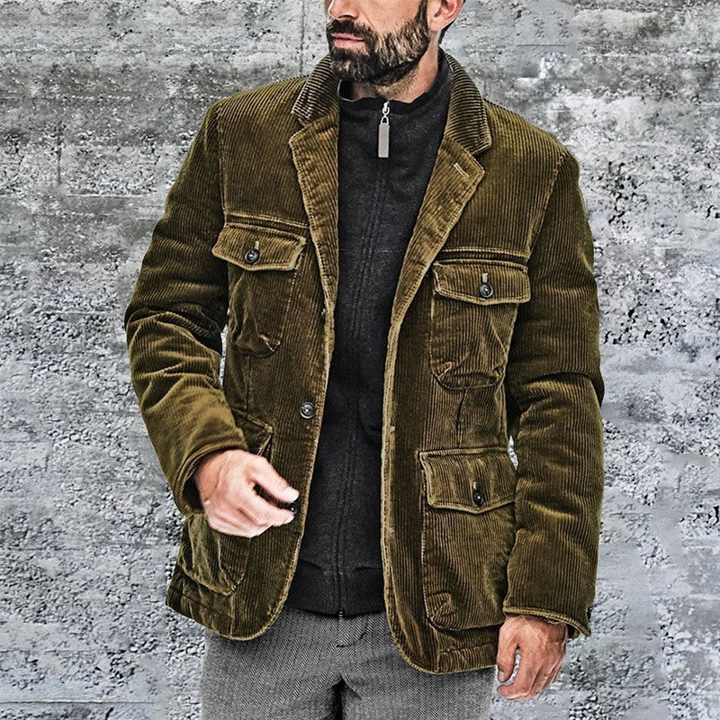 Chaqueta con forro abierto de color puro y temperamento de moda informal para hombre