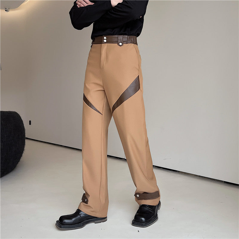 Pantalones de traje de color en contraste de diseño japonés para hombres