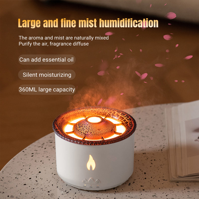 Nouveau humidificateur d'huile essentielle à ultrasons créatif diffuseur d'humidificateur de flamme d'air de méduse de pulvérisation de Machine d'aromathérapie de volcan