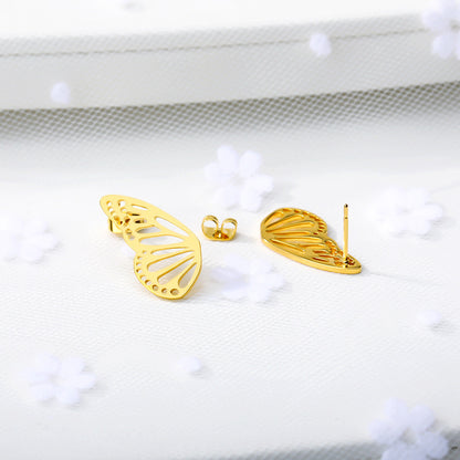 Korean Style Simple Butterfly Studs Stainless Steel Hollow