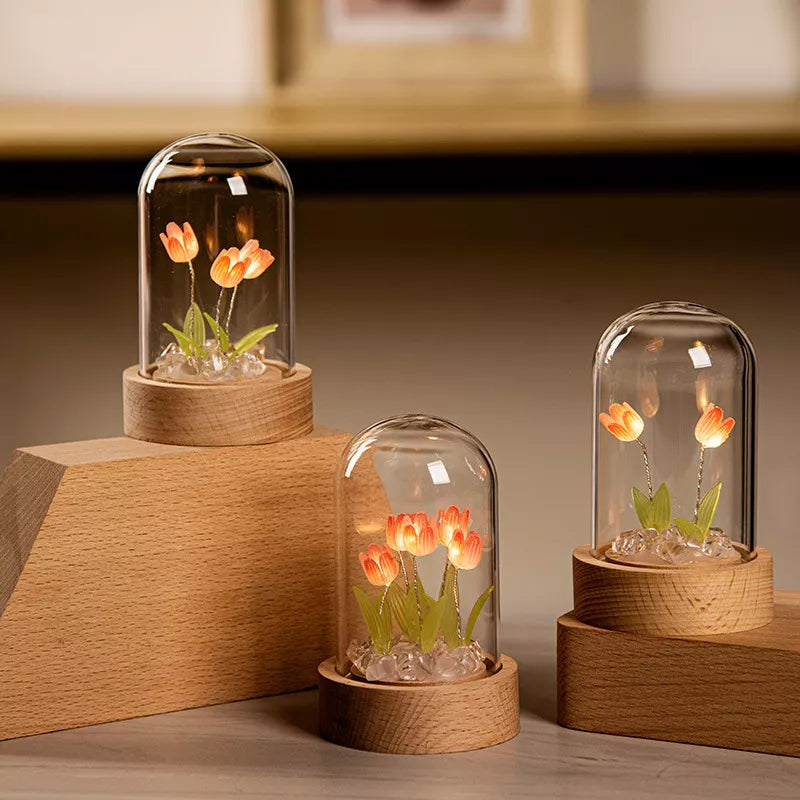 Diy Tulipán Led Noche Luz Atmósfera Lámpara Decoración