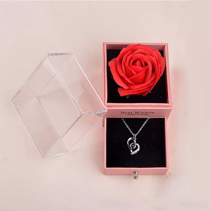 Caja De Regalo Rosa Y Collar De Amor Eterno