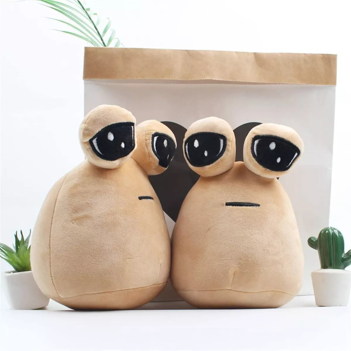 Peluche Pou Triste De 30cm Emoticon Alien Sin Sentimientos Color Caqui