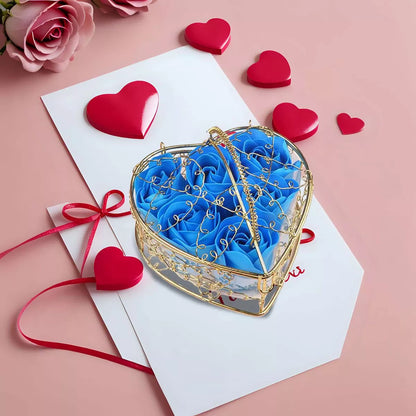 Rosa De Jabón, Regalo Del Día De San Valentín, Caja Azul