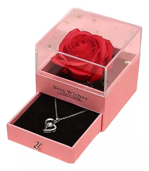 Caja De Regalo Rosa Y Collar De Amor Eterno