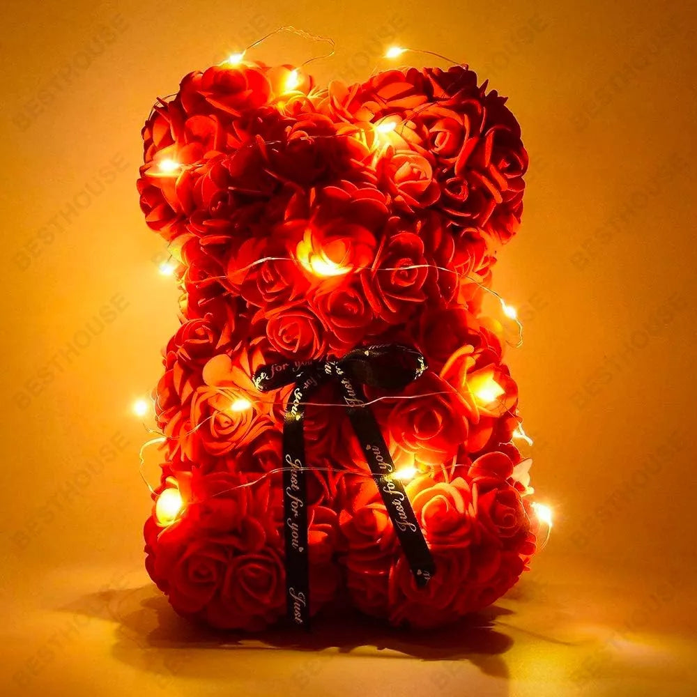 Rosas Artificiales, Oso De Peluche Regalos Mujer San Valentín