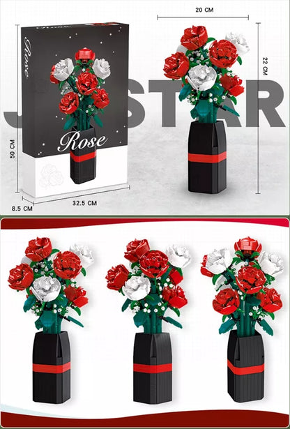 Ramo De Rosas Y Florero , Bloques Compatibles Con Lego